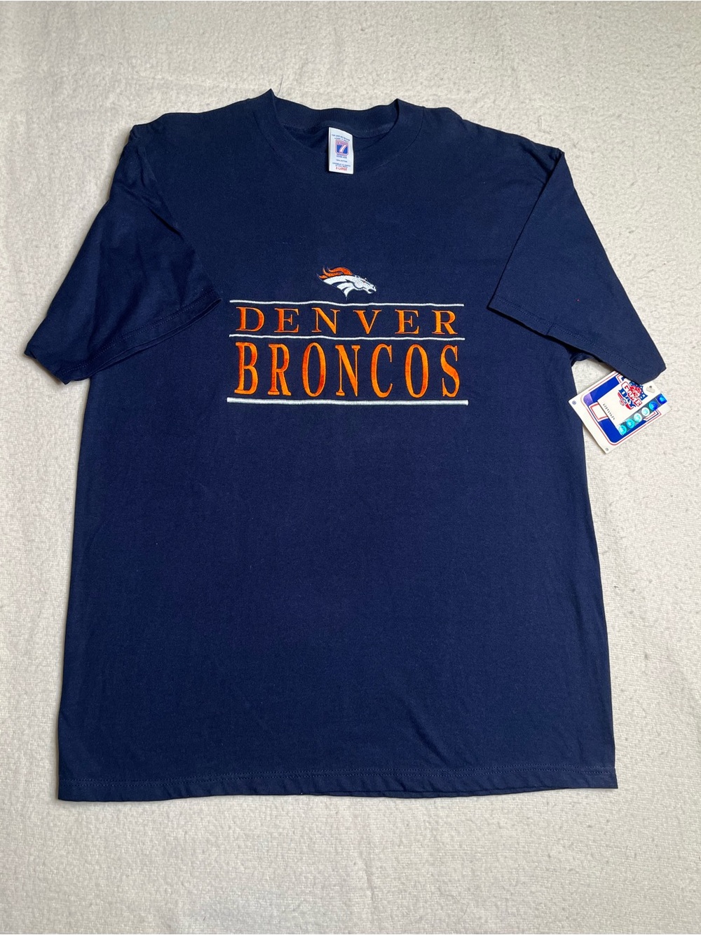 NWT Vintage 90s Logo 7 NFL Denver Broncos Embroidered T Shirt Mens XL Jersey New